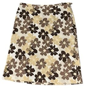 🌺 Banana Republic Brown and Tan Floral Print Skirt women’s Size 4
